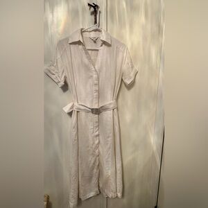 Banana Republic Factory Elegant White Shirt Dress-Linen Blend